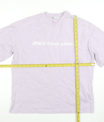 Womens UK Size S Zara Purple Basic T-Shirt