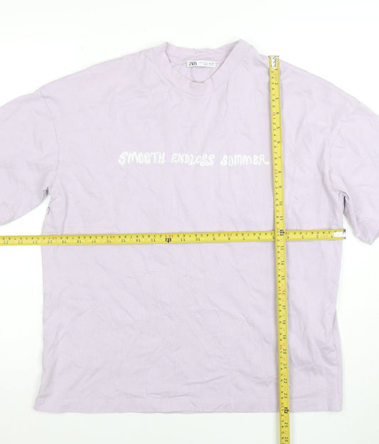 Womens UK Size S Zara Purple Basic T-Shirt