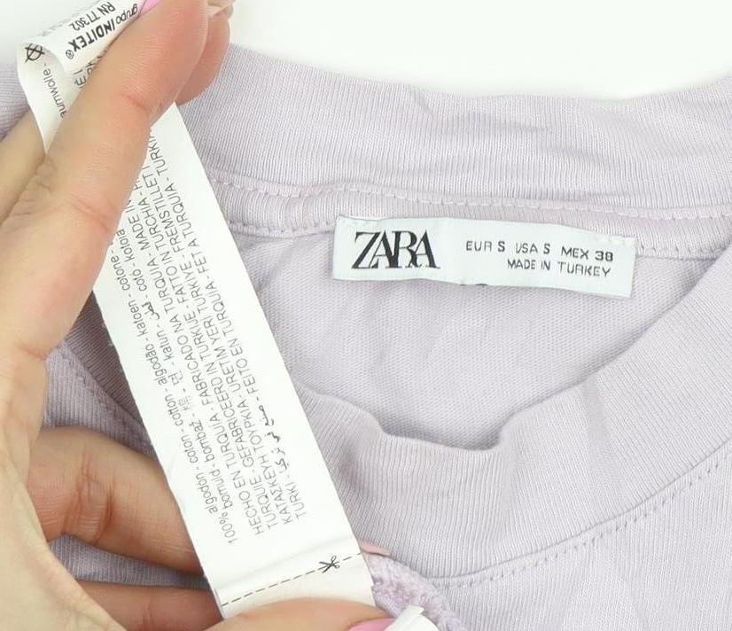 Womens UK Size S Zara Purple Basic T-Shirt