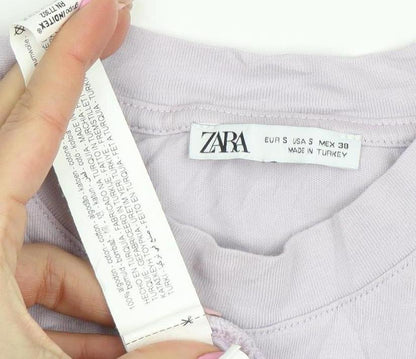 Womens UK Size S Zara Purple Basic T-Shirt