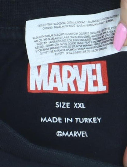 Mens UK Size 2XL Marvel Black  T-Shirt