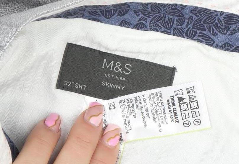 Mens UK Size 32 Marks and Spencer Slim Fit Business Formal Workwear Grey Trouser