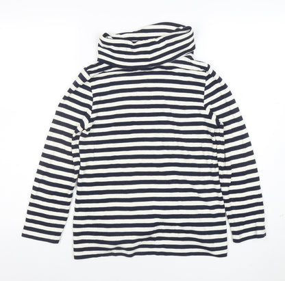 Hobbs Women Blue Striped Roll Neck Long Sleeve Jersey Top XS