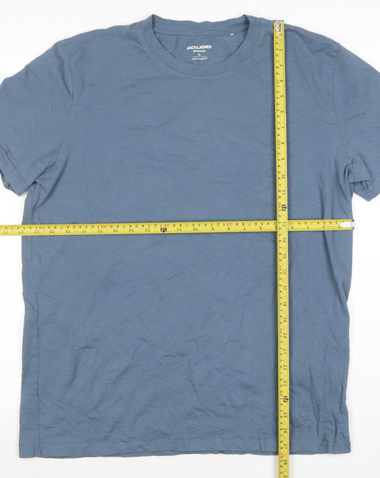 Jack & Jones Men's Blue XL Cotton Crew Neck Short Sleeve T-Shirt