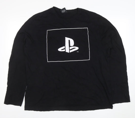 Primark Men’s Black PlayStation Long Sleeve Cotton T-Shirt 2XL