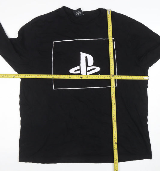 Primark Men’s Black PlayStation Long Sleeve Cotton T-Shirt 2XL