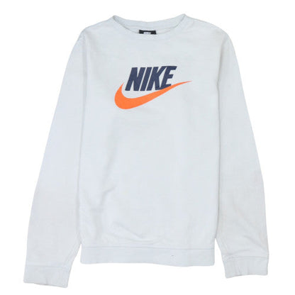 Nike Boys White Standard Fit XL Sweatshirt with Logo Print