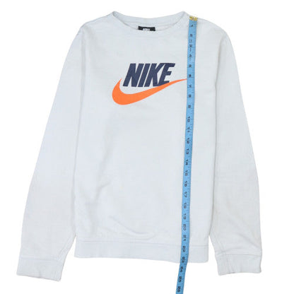 Nike Boys White Standard Fit XL Sweatshirt with Logo Print