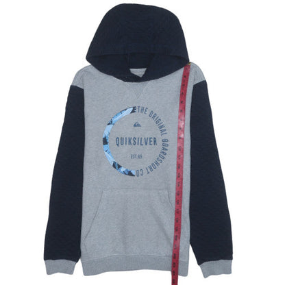 Quiksilver Boys Grey & Navy Hoodie Size 14 Full Zip Cotton Blend