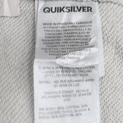 Quiksilver Boys Grey & Navy Hoodie Size 14 Full Zip Cotton Blend