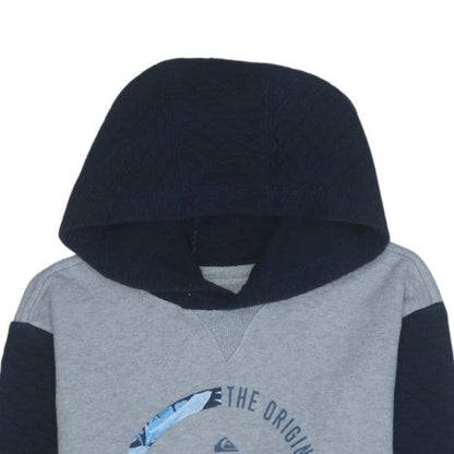 Quiksilver Boys Grey & Navy Hoodie Size 14 Full Zip Cotton Blend