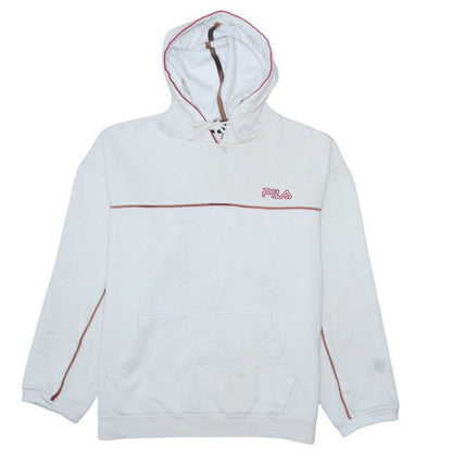 Mens UK Size L FILA White Pullover Hoodie