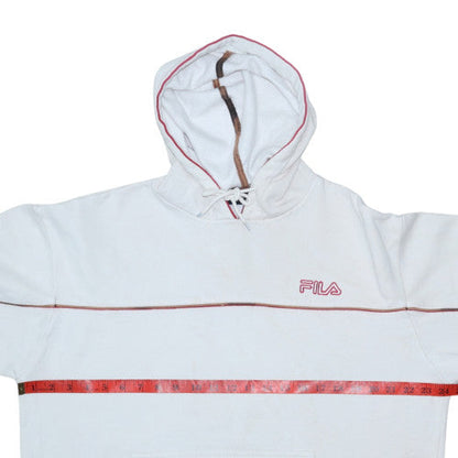 Mens UK Size L FILA White Pullover Hoodie