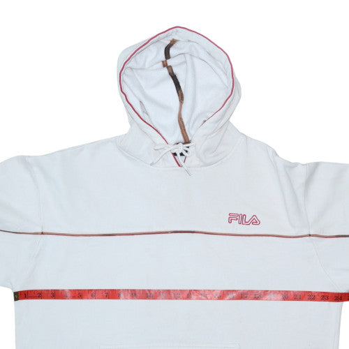 Mens UK Size L FILA White Pullover Hoodie