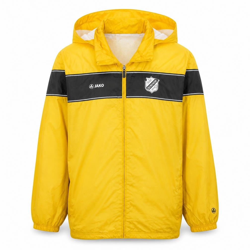 Jako Men's Yellow Windbreaker Jacket L Hooded Lightweight Sports