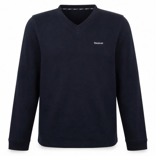 Front view of Reebok unisex black v-neck pullover sweatshirt s