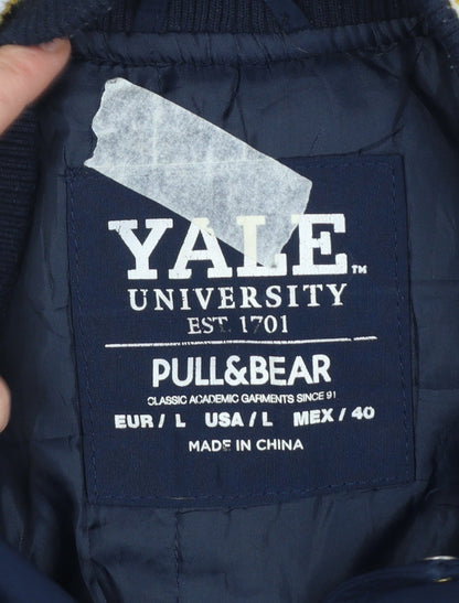 Mens UK Size L Pull&Bear Blue Varsity Jacket