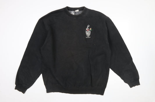 Mens UK Size XL Warner Bros Black Pullover Sweatshirt