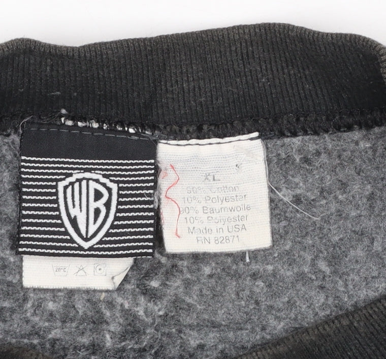 Mens UK Size XL Warner Bros Black Pullover Sweatshirt