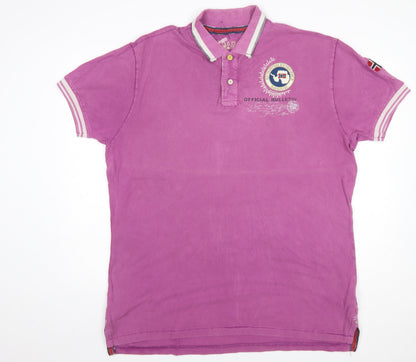 Napapijri Men’s Pink 3XL Cotton Polo Shirt Casual Logo Style