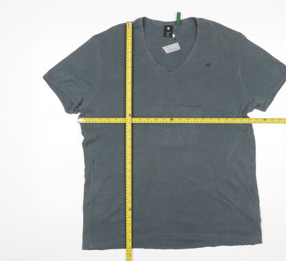 G-Star Raw Men’s Grey 2XL V-Neck Short Sleeve Cotton T-Shirt