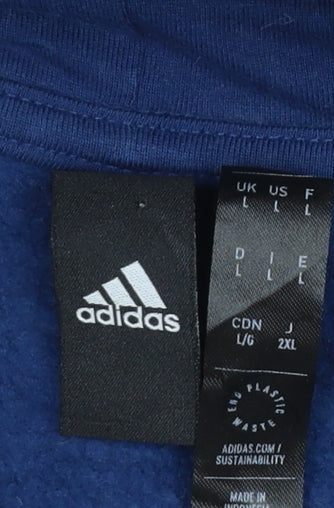 Mens UK Size L adidas Blue Pullover Hoodie