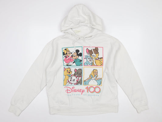 Disney 100 at Primark White Hoodie Womens Small Graphic Pullover