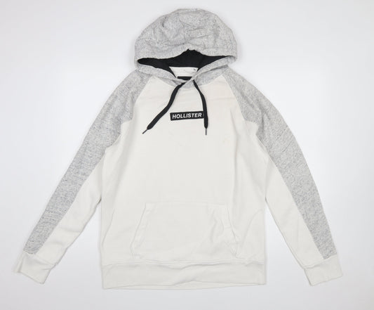 Mens UK Size M Hollister White Pullover Hoodie