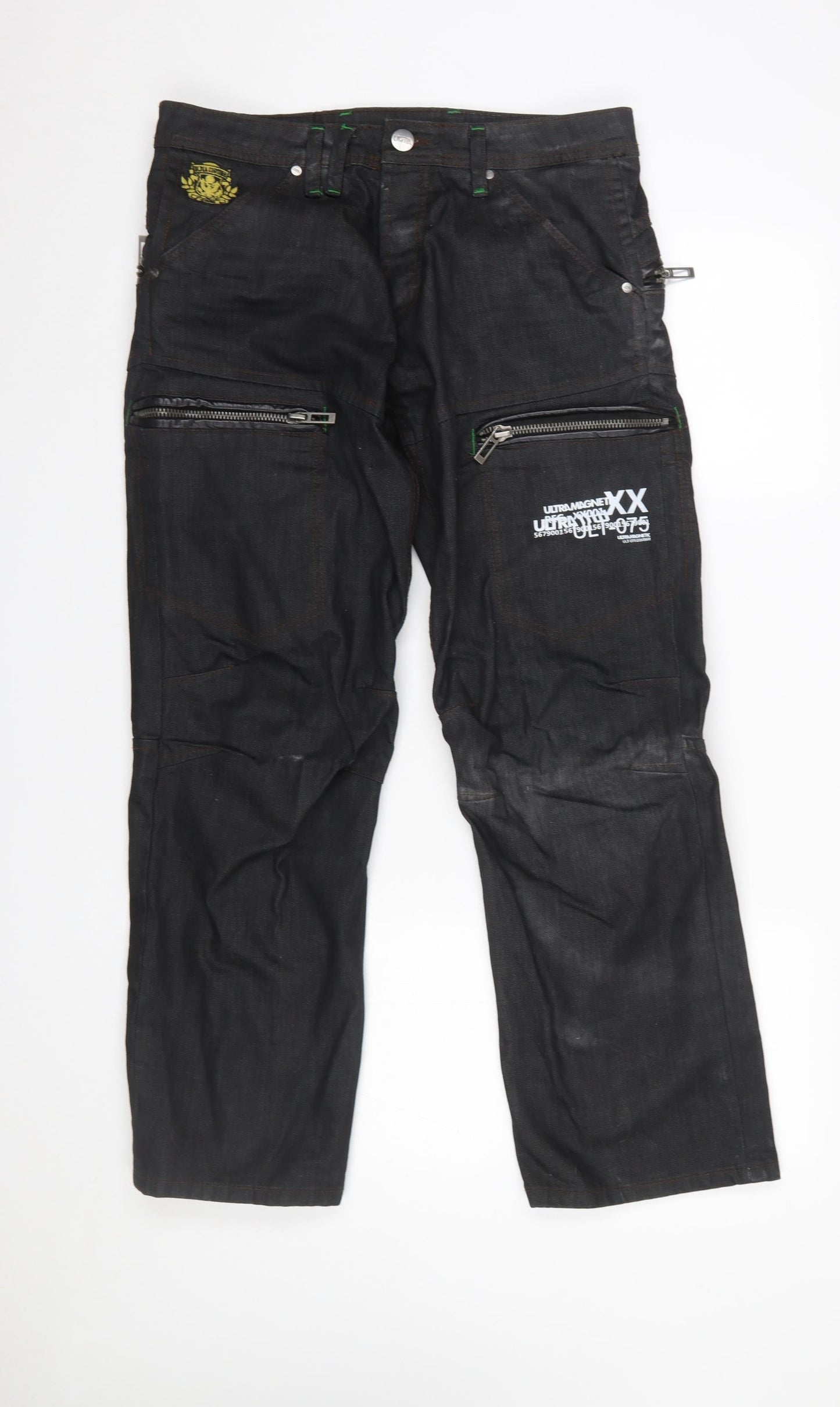 Mens UK Size 32 ULTRAMAGNETIC Regular Fit Straight Black Jeans