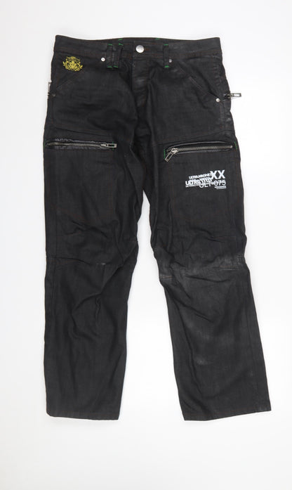 Mens UK Size 32 ULTRAMAGNETIC Regular Fit Straight Black Jeans