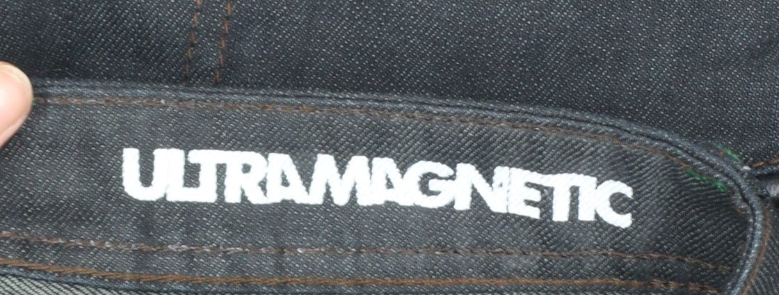Mens UK Size 32 ULTRAMAGNETIC Regular Fit Straight Black Jeans