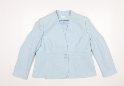 Eastex Women Blue Classic Linen Blend Suit Jacket UK 16