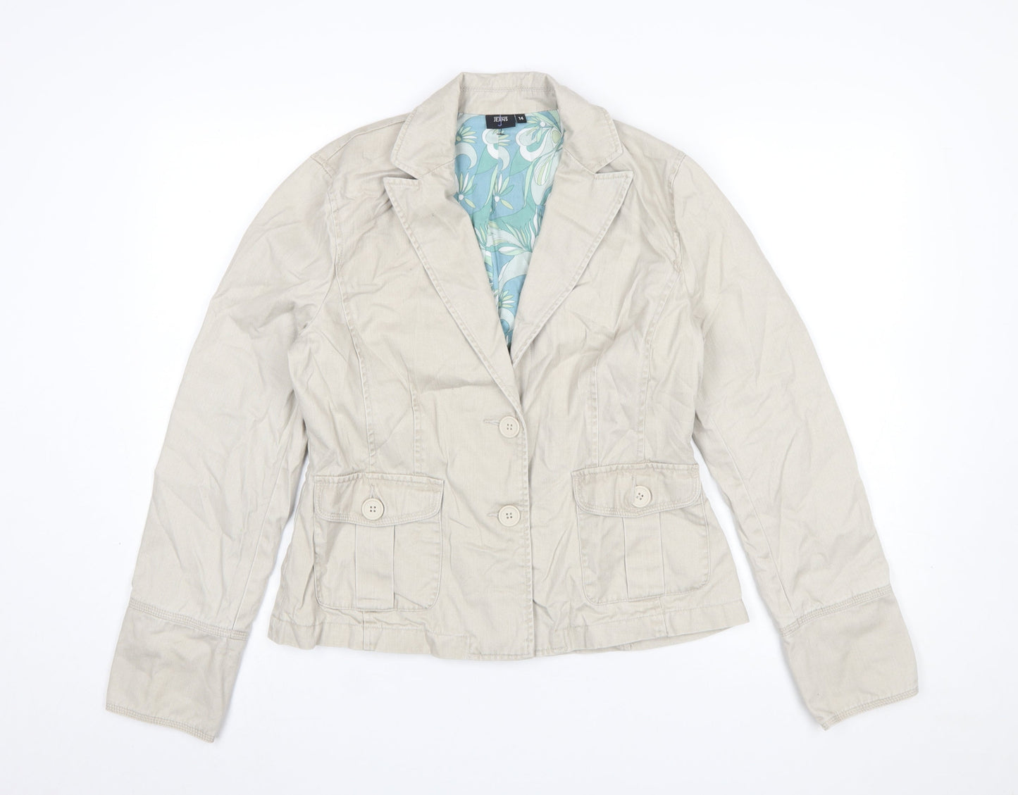 Womens UK Size 14 Jasper Conran Jeans Regular Beige Suit Jacket