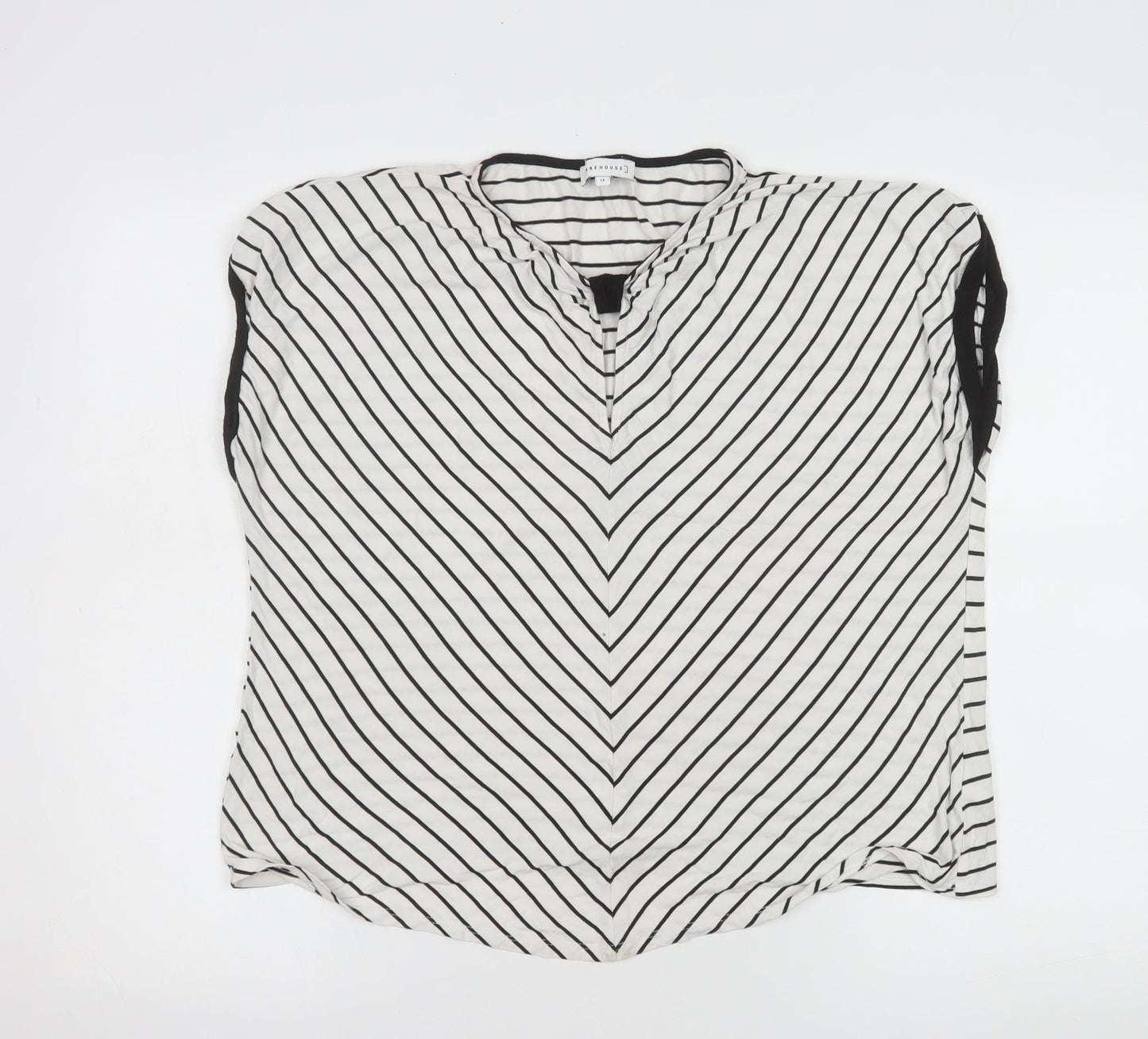 Warehouse Women's White Striped Sleeveless Blouse Size 14