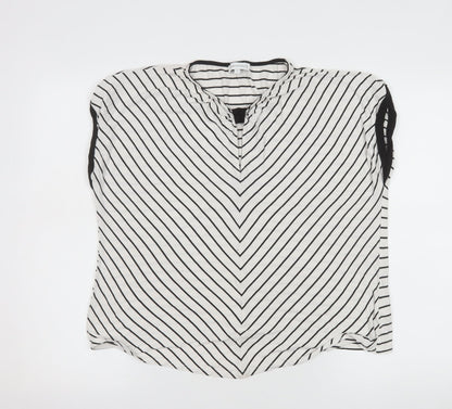 Warehouse Women's White Striped Sleeveless Blouse Size 14