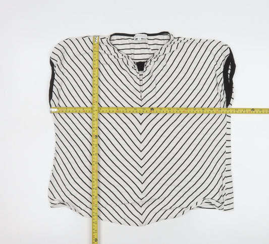 Warehouse Women's White Striped Sleeveless Blouse Size 14