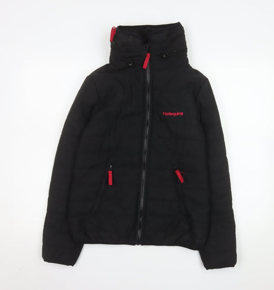 Womens UK Size M Harlequins Black Puffer Jacket