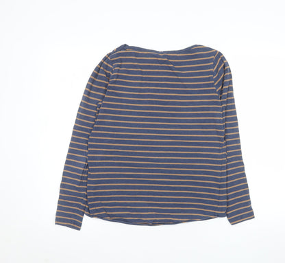 FatFace Women Blue Brown Striped Long Sleeve Cotton Top Size 8