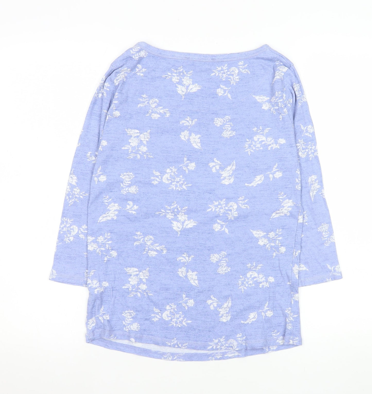 Marks and Spencer Women's Blue Floral Cotton Long Sleeve T-Shirt Size 12