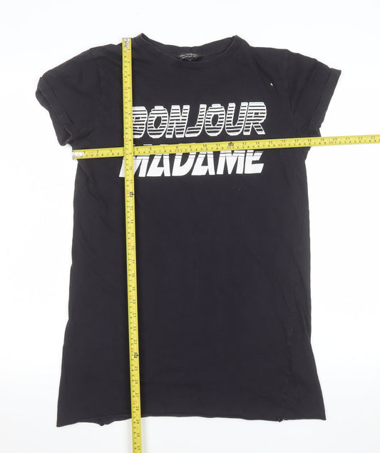 Womens UK Size 8 Miss Selfridge Black Basic T-Shirt