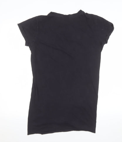 Womens UK Size 8 Miss Selfridge Black Basic T-Shirt