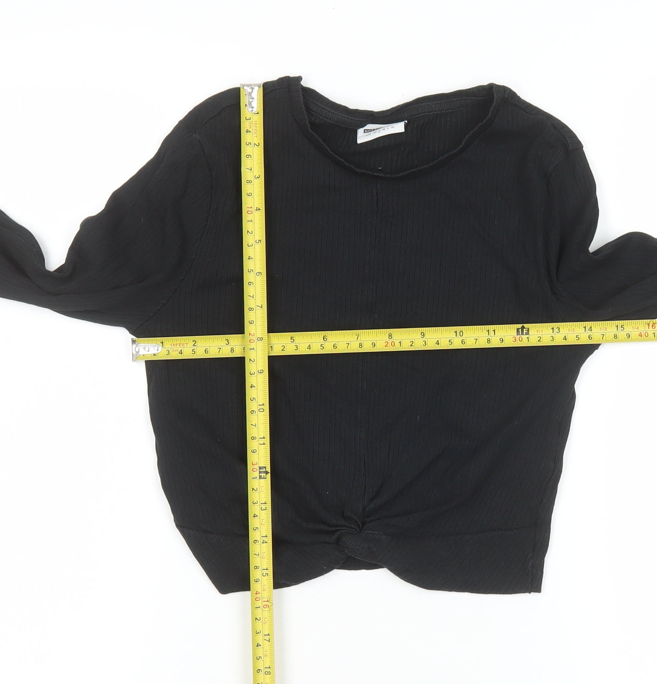 Womens UK Size S Noisy may Black Cropped T-Shirt