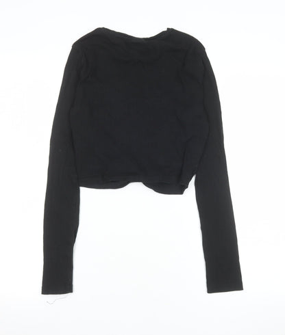 Womens UK Size S Noisy may Black Cropped T-Shirt