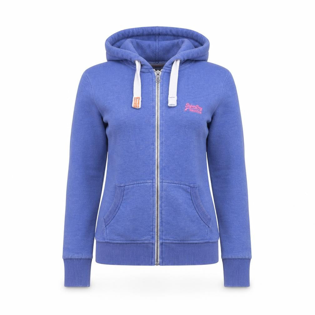 Superdry Women Blue Hooded Full Zip Jacket Size M