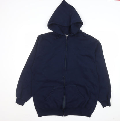 Airak Men Blue XL Hooded Full Zip Graphic Fleece Jacket