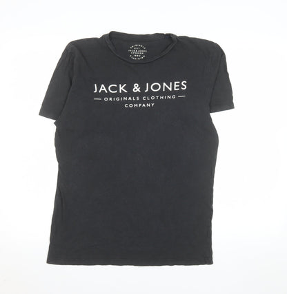 Mens UK Size S JACK & JONES Black  T-Shirt