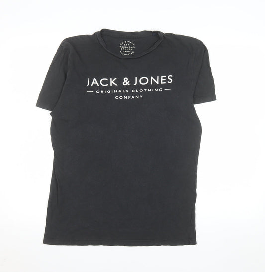 Mens UK Size S JACK & JONES Black  T-Shirt