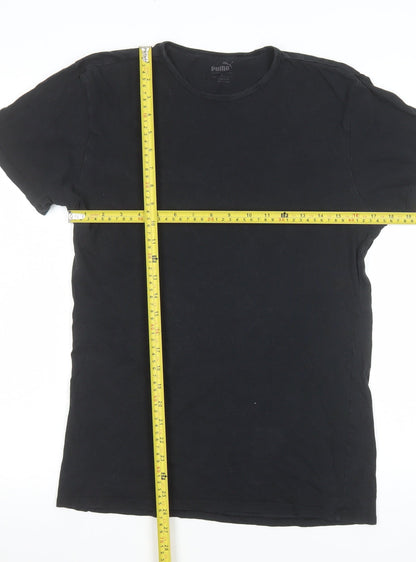 Puma Men's Black Small Crew Neck Cotton T-Shirt