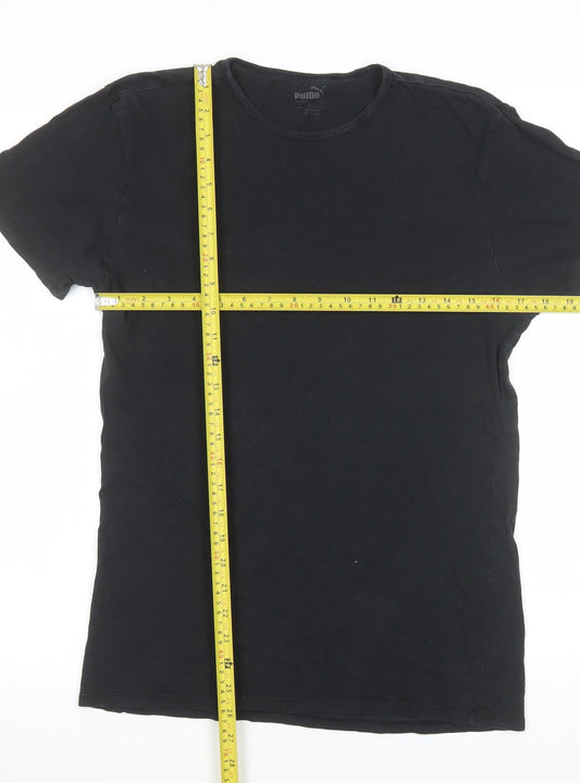 Puma Men's Black Small Crew Neck Cotton T-Shirt