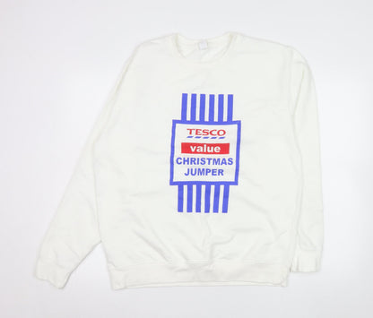 Mens UK Size L Just Hoods White Pullover Sweatshirt